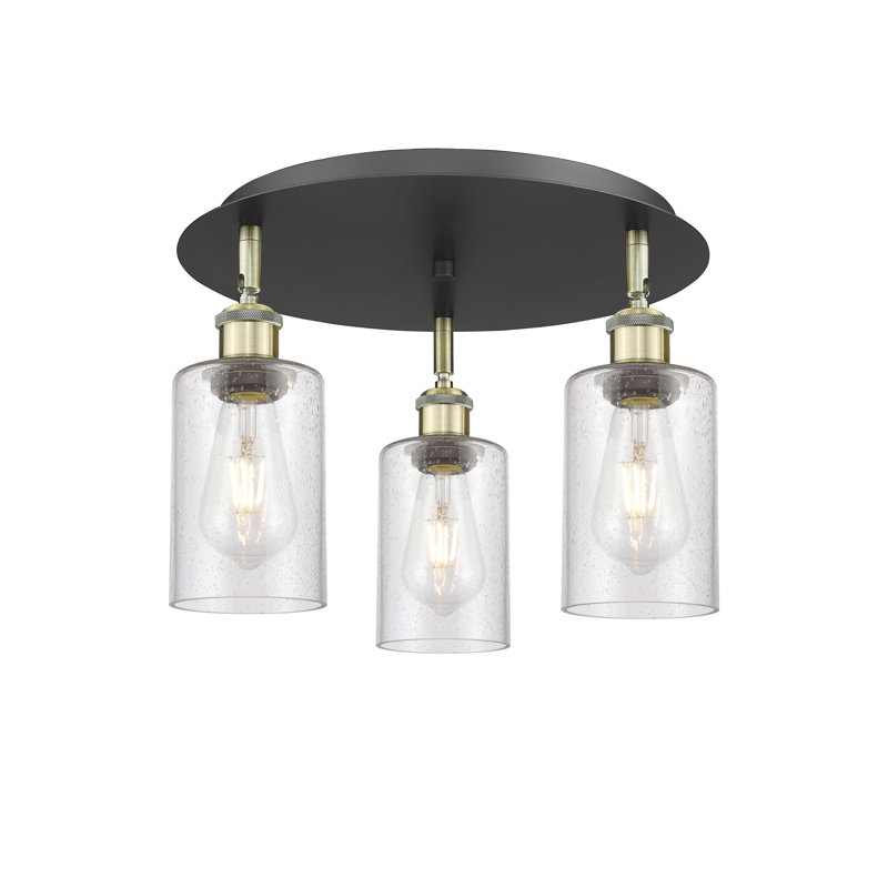 Ervine Glass Semi Flush Mount, Seedy, Black Antique Brass