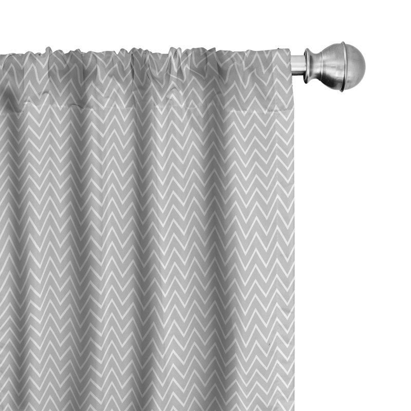 Herringbone Chevron Semi-Sheer Rod Pocket Curtain Panels, 28" x 95", Pale Gray