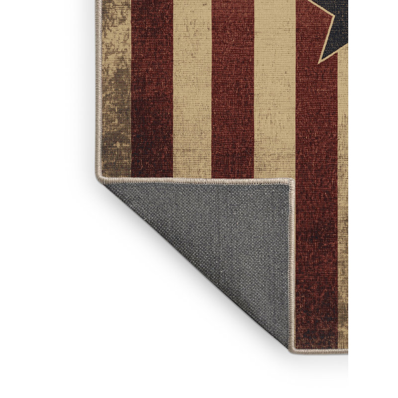 Soft Plush Feuerstein July 4Th Modern & Contemporary Abstract Area Rug in Brown – Beige Binding, 6x9