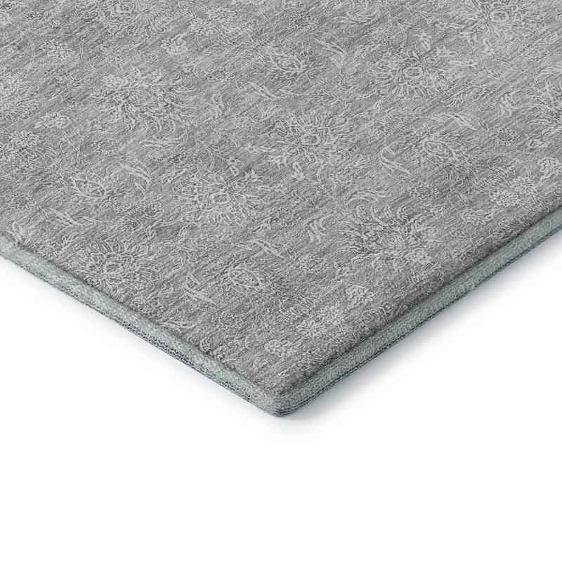 Tapis argenté de qualité supérieure lavable à la machine Prisco, Rectangle 9 pi x 12 pi