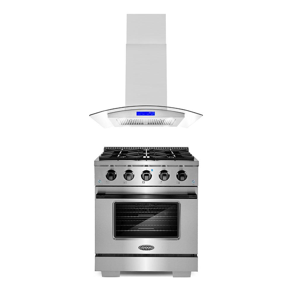 Cosmo 668ICS Series 30 380 Cubic Feet Per Minute Ducted Island Range Hood  with Baffle Filter and Light Included