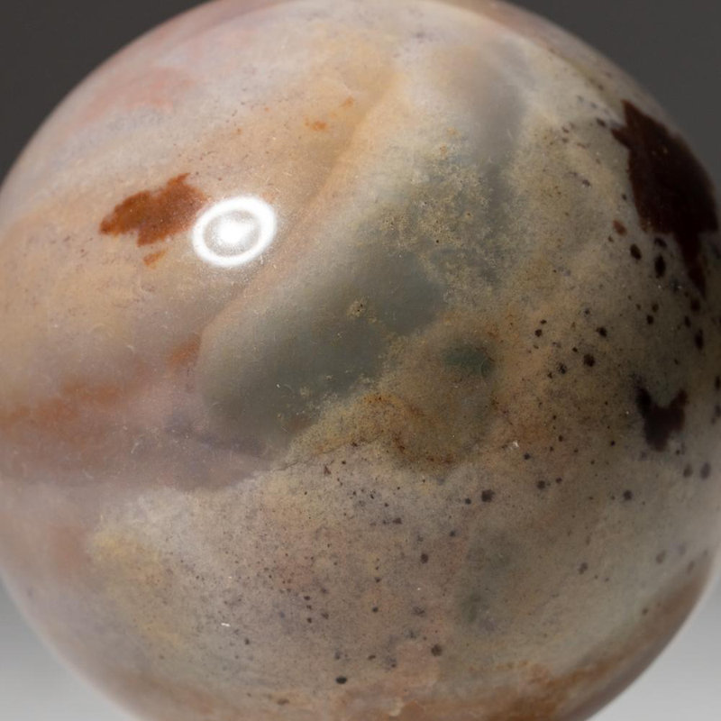 Polished Polychrome Sphere from Madagascar, 2.75" H x 2.75" W x 2.75" D, Gray/Black