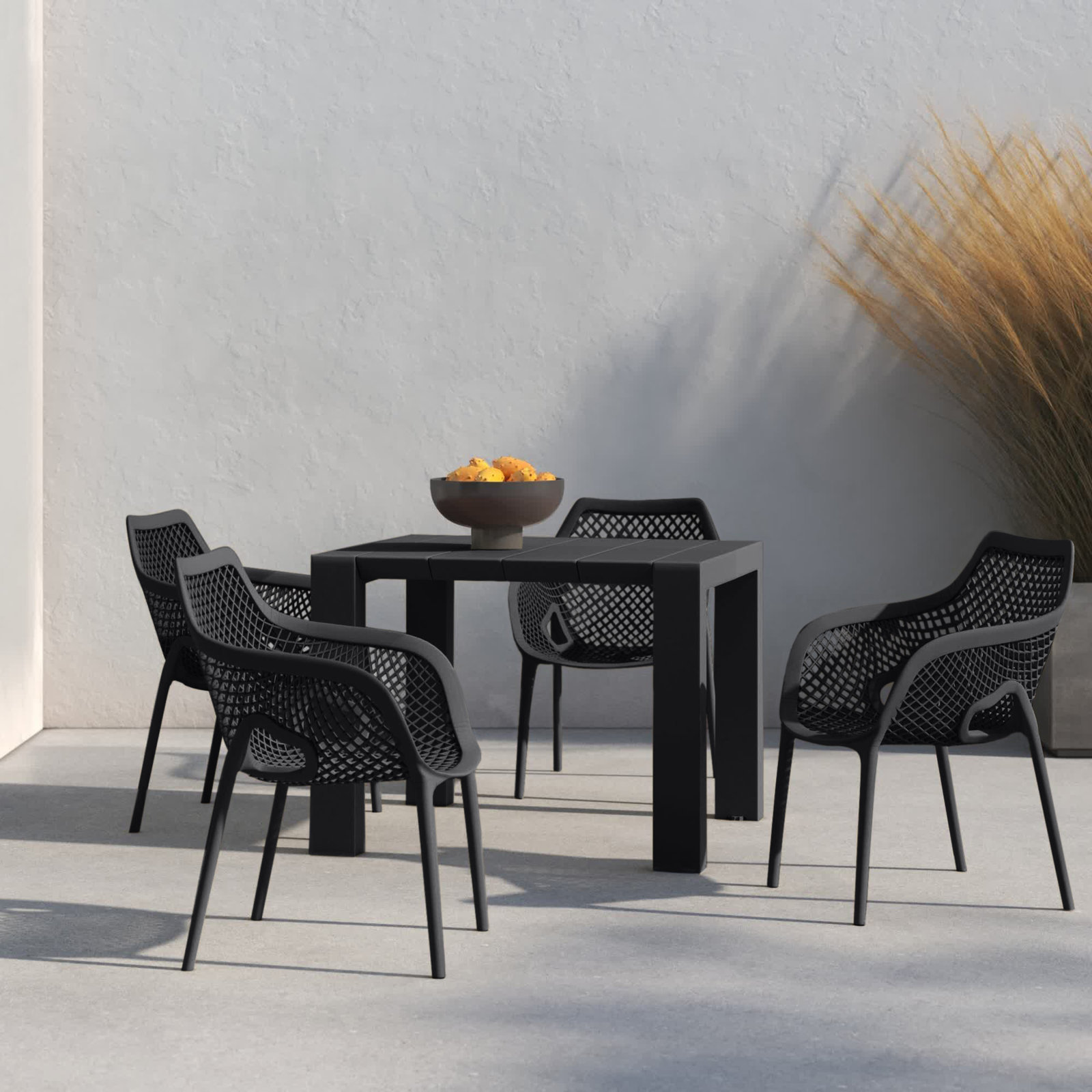 Asherton 55" Patio Dining Set, Black