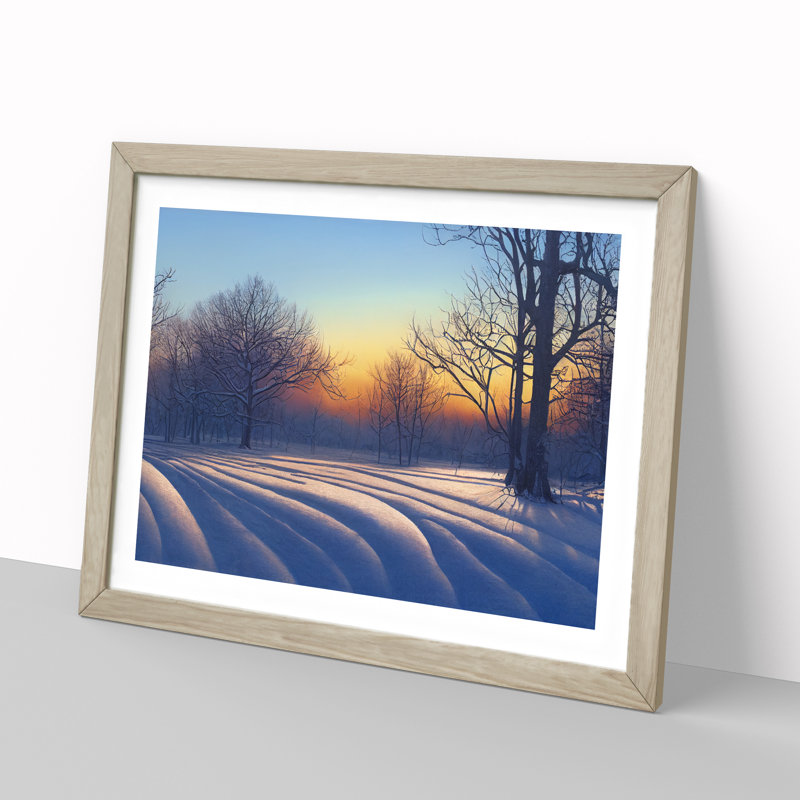 XH1022-10187X Winter Forest Landscape Vol.3 - Single Picture Frame Print, 34cm H x 46cm W x 2cm D, Oak