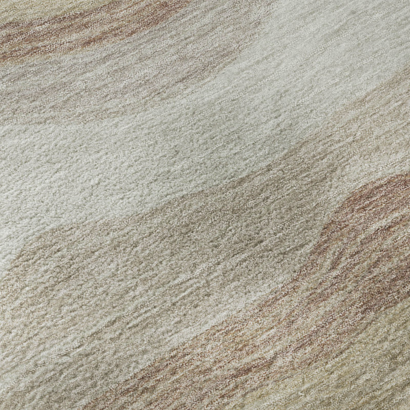 Tapis de qualité supérieure lavable à la machine Mayfield AMF2397, Beige, Rond 8 pi