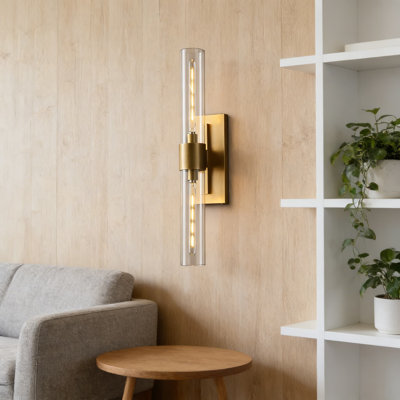 Applique murale à intensité variable avec tube en verre, lumière de meuble-lavabo moderne de 22,8 pouces pour la salle de bain, le salon et la chambre à coucher, luminosité réglable, montage horizontal ou vertical, ampoule incluse