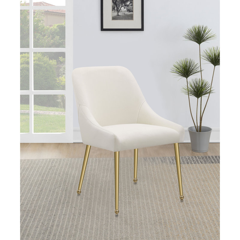 Chaise de salle à manger rembourrée Dineshia, Ivoire, Gold