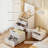 Compact Vanity Desk With Flip-up Led Mirror, Glass Drawer, And Hidden Stool Storage-54536241