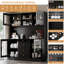 Garde-manger 75 po avec comptoirs spacieux, 4 portes en verre, 3 tiroirs et prise de courant-1352715684
