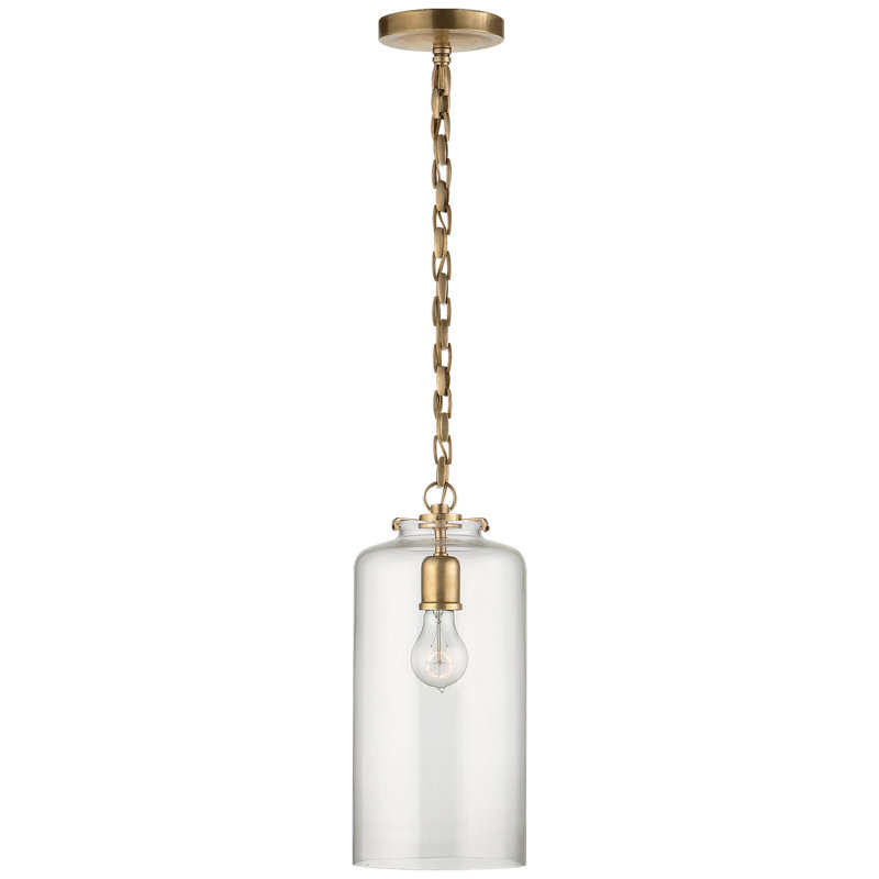 Thomas O'Brien Katie Cylinder Pendant, Clear, Antique Brass