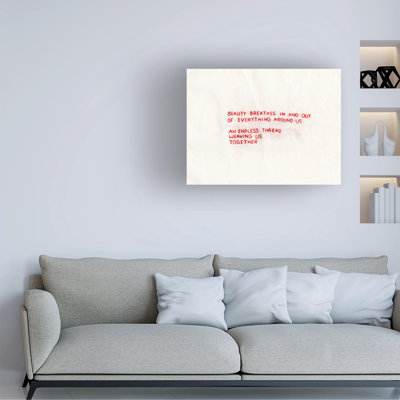 Art mural sur toile tendue - «Stitched Love Poem II» de Victoria Barnes pour décoration de salon, de chambre à coucher ou de bureau - 14 x 19