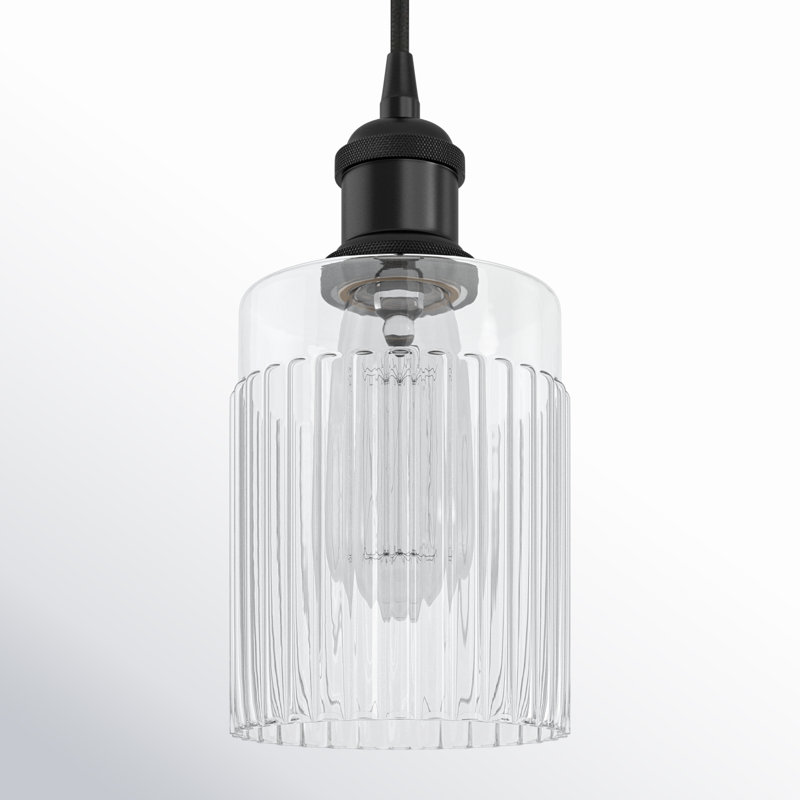 Kamena 1 - Light Cylinder Pendant, Clear, Matte Black