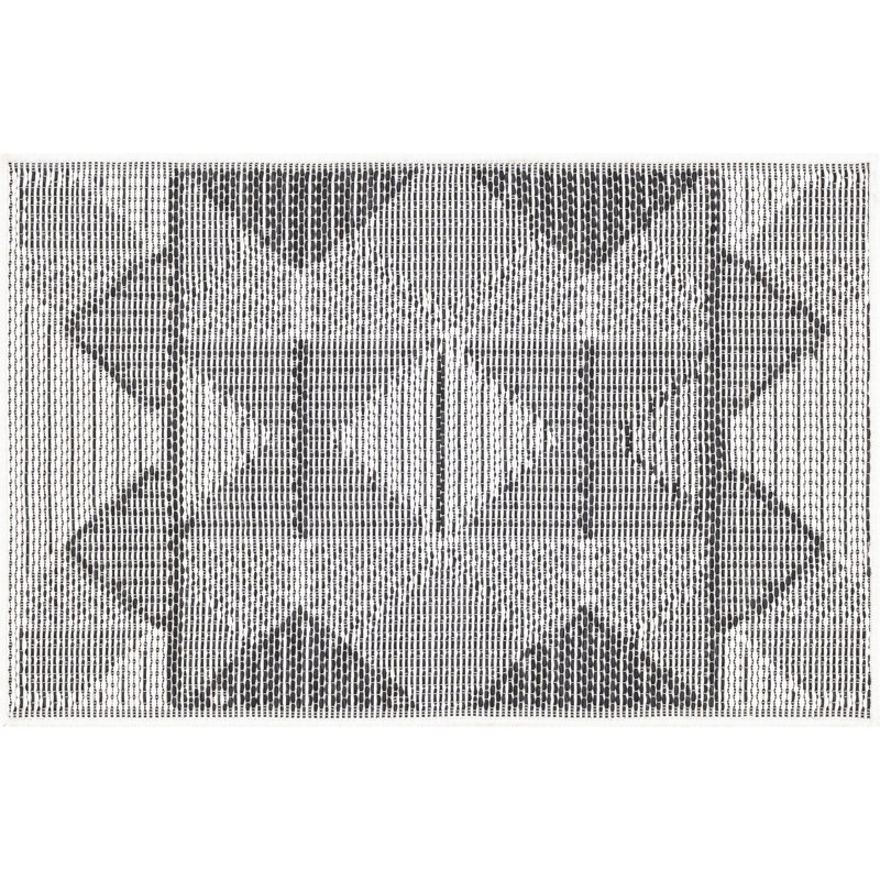 April Geometric Dark Gray & Silver Indoor / Outdoor Area Rug, Rectangle 2' x 3'