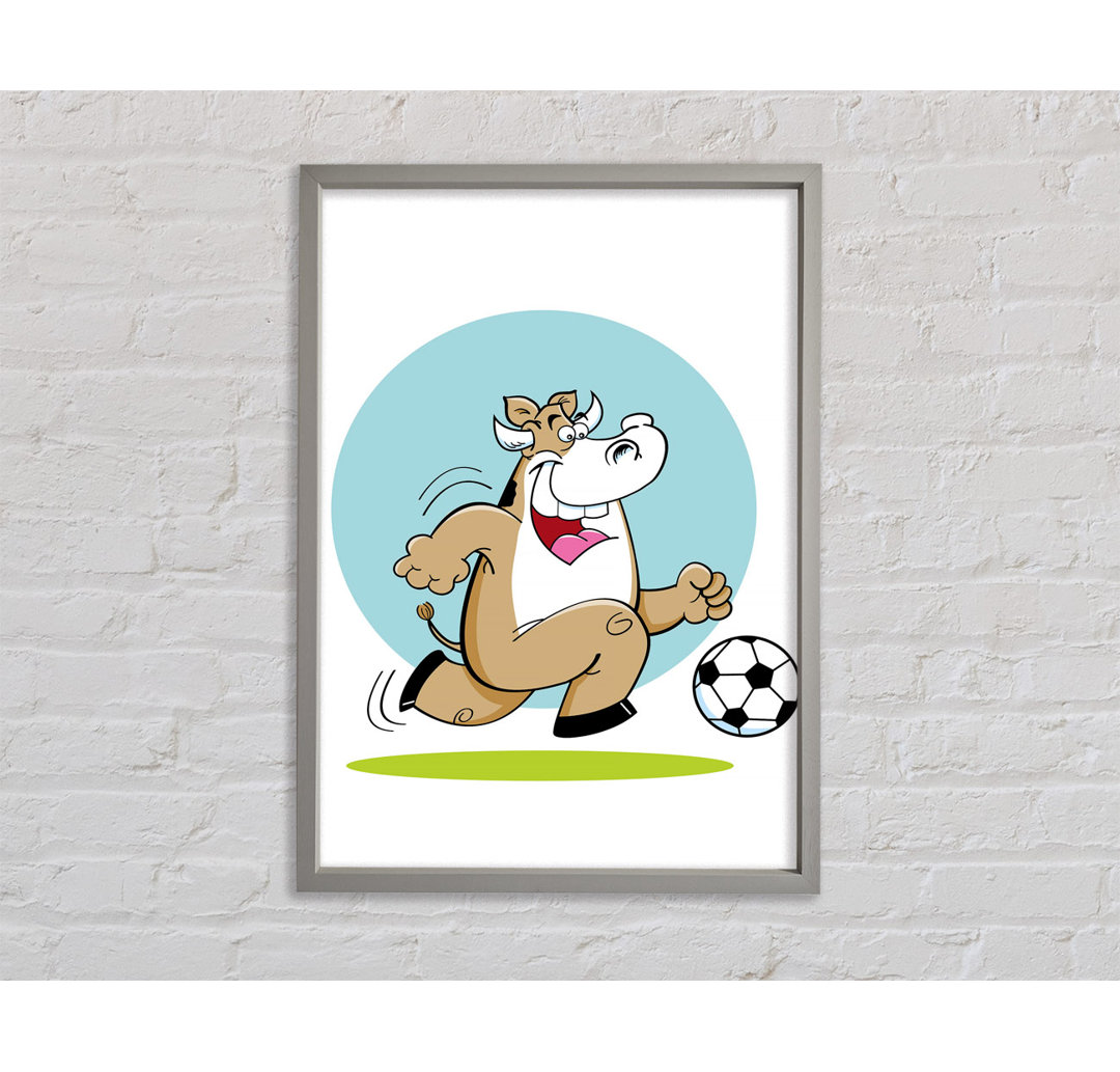 Football Bull Fun Gerahmter Druck