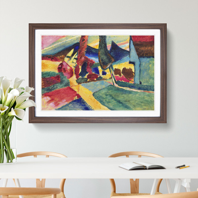 Landscape with Two Poplars by Wassily Kandinsky - Picture Frame Painting, Walnut Framed, 48cm H x 65cm W x 2cm D