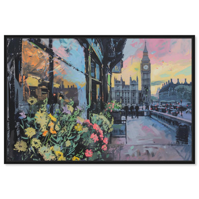 «Spring Flower Shop London Travel», reproduction d'art sur toile par Art Remedy