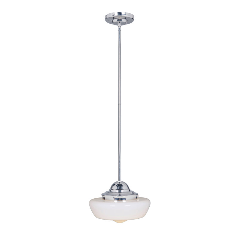 Luminaire suspendu 1 lumières scolaire single Hartleton, Nickel poli