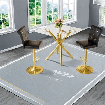 Compact Modern Patio Bar Sets, Metal & Glass Design, Ideal For Kitchen & Small Spaces