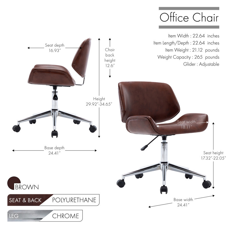Chaise de bureau Amaka, Brun