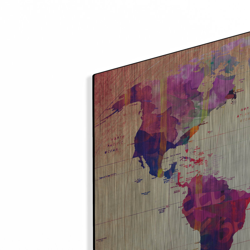 "Carte du monde rétro" par Mark Ashkenazi, H 24 po x l 36 po