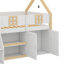 Lit mezzanine avec escabeau, étagères intégrées, armoires et système d'éclairage-694147146