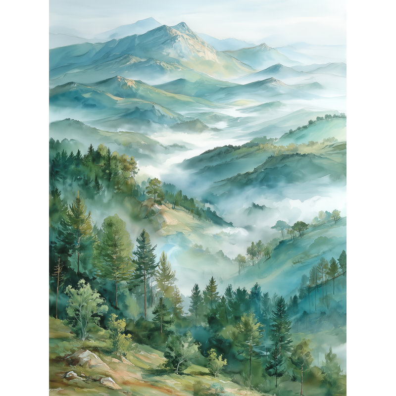 Misty Mountain Ranges Wrapped Canvas Wall Art
