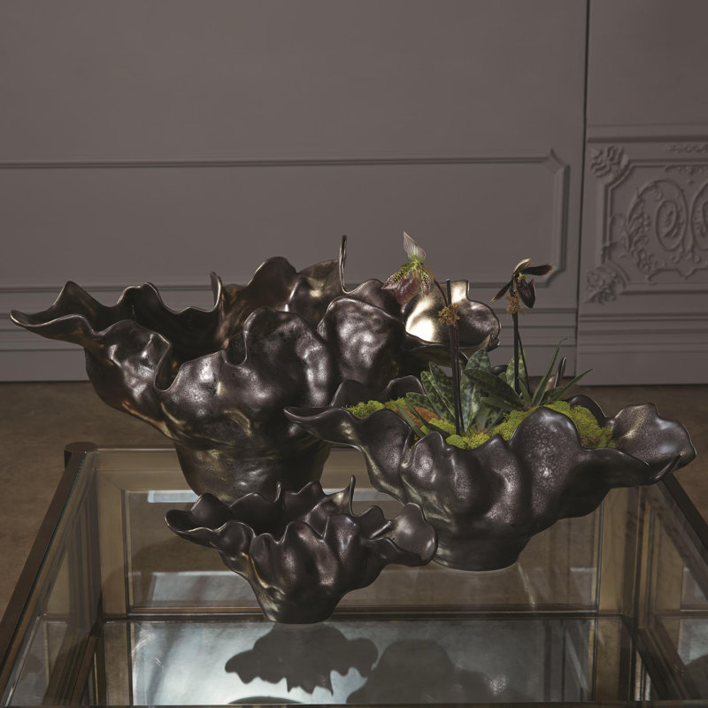Meteor Decorative Bowl, Medium (10.5'' H x 22'' W x 12'' D), Bronze