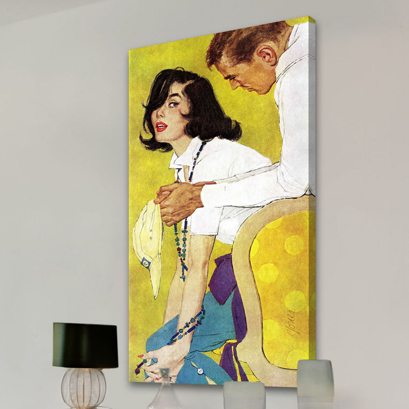 Vintage Yellow and Blue Fashion Canvas Art Print