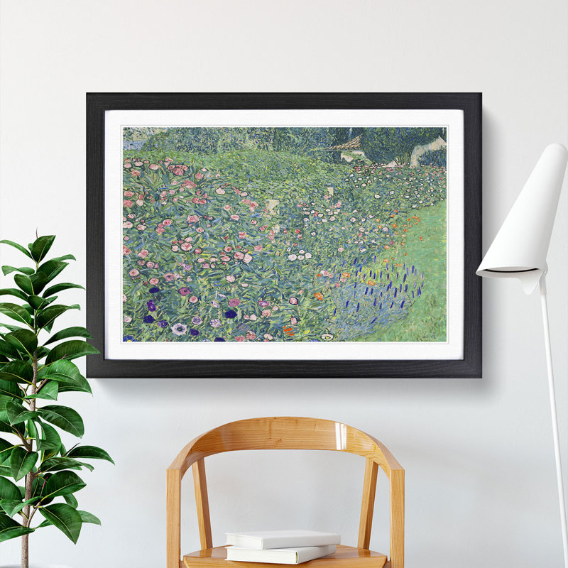 Italian Garden by Gustav Klimt - Picture Frame Painting, 27cm H x 36cm W x 2cm D, Black