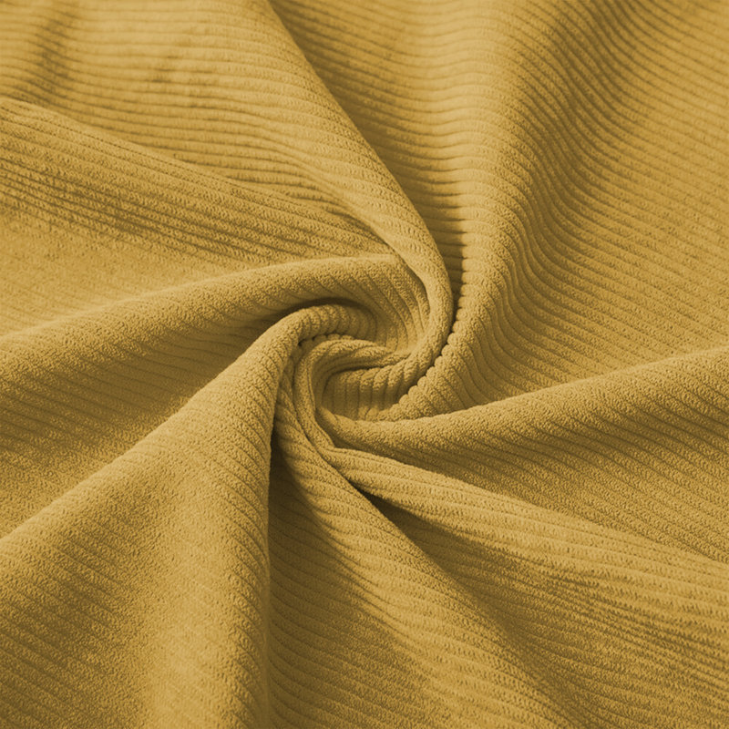 Striped Square Scatter Crushed Velvet Cushion Cover (Set of 4), Ochre