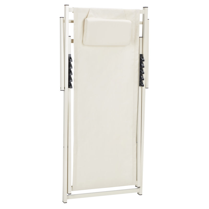 Hensel Folding Deck Chair, Silver/Beige