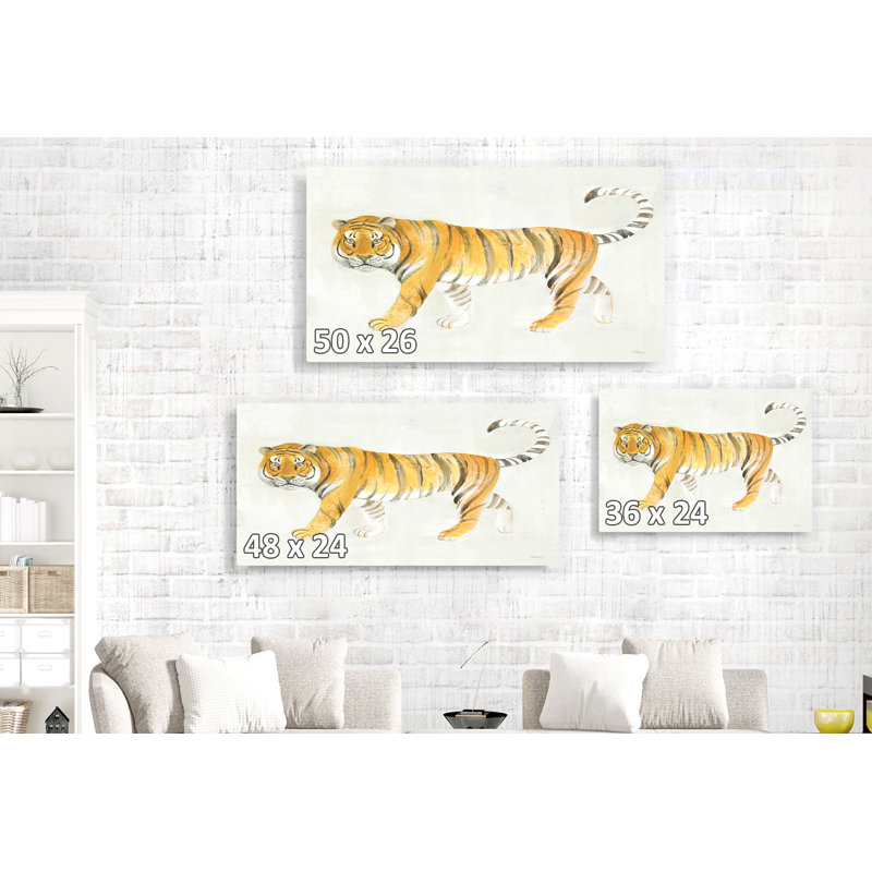 Tigre graphique sur crème, blanc, orange, rayé, tigre d'Afrique, jungle, chat, H 16 po x l 24 po x P 1,5 po