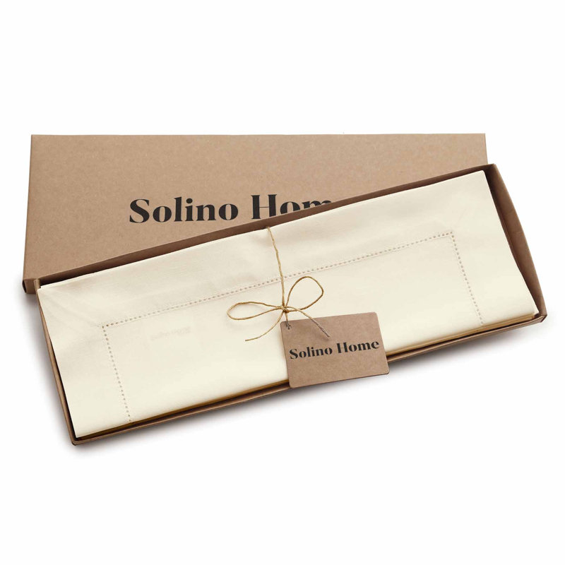 Cotton Linen Hemstitch - 100% Pure Placemats, Ivory
