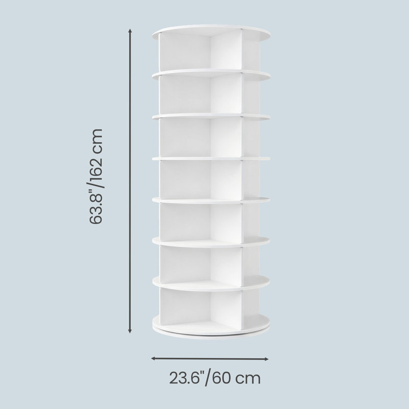 Étagère à chaussures rotative 7 rangées 28 paires, Blanc