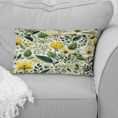 Meadow Greenery Botanical Green - Botanical Printed Throw Pillow
