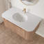 36 Inch Wall Mounted Bathroom Vanity with White Artificial Marble Countertop, Ceramic Sink, Curved Design with Stripe, Pre-Assembled
