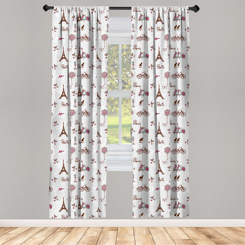 Paris Semi-Sheer Rod Pocket Curtain Panels, 28" x 84"