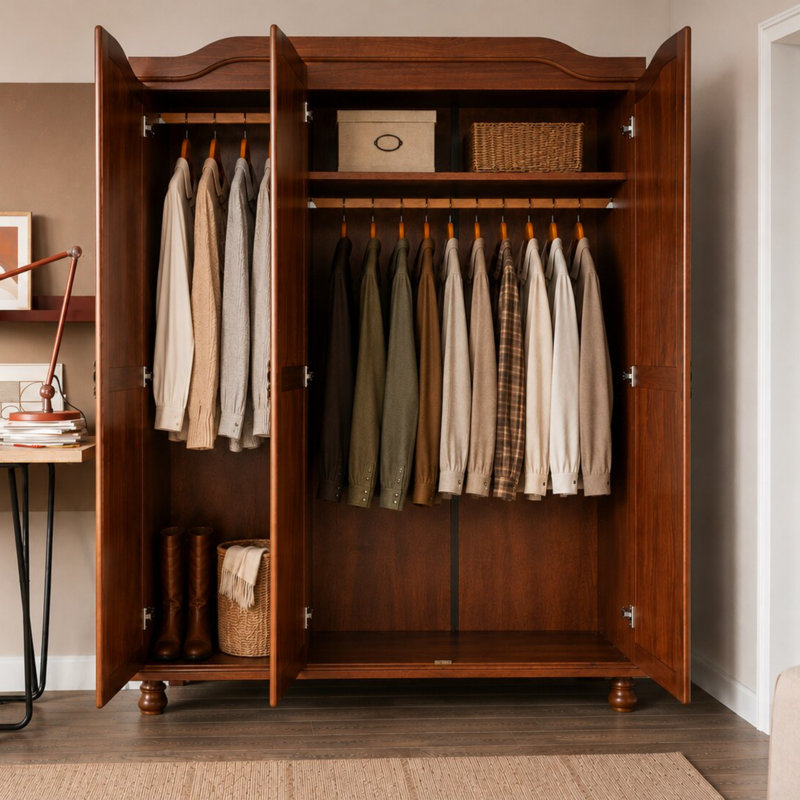 Armoire-penderie 3 portes Anass Kyle, Moka