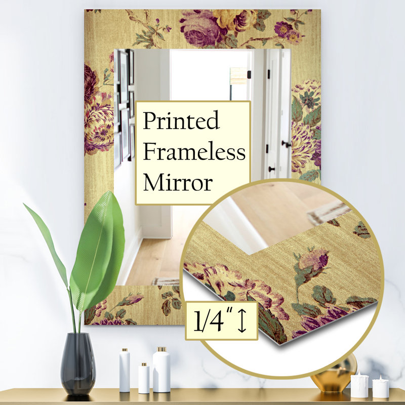 Miroir décoratif concentrique Mid-Century, H 24 po x l 32 po, Floral