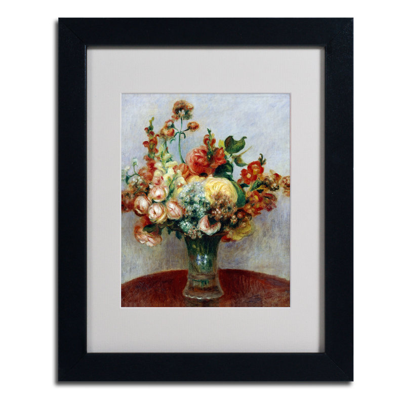 Fleurs par Pierre-Auguste Renoir - reproduction d'art sur toile, H 14 po x l 11 po x P 0,5 po, Noir
