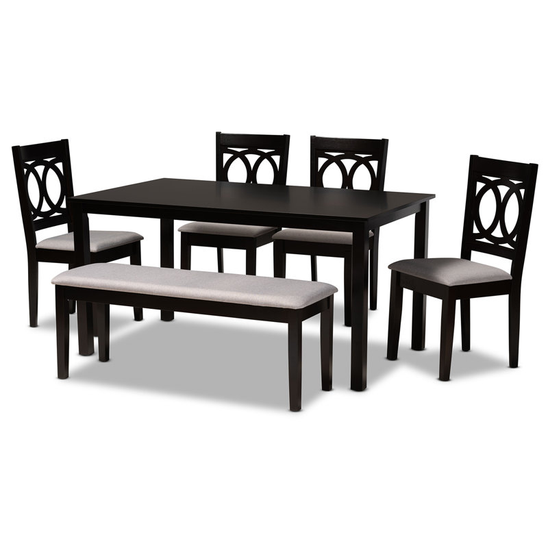 6 - Person Four Leg Dining Set, Light Gray