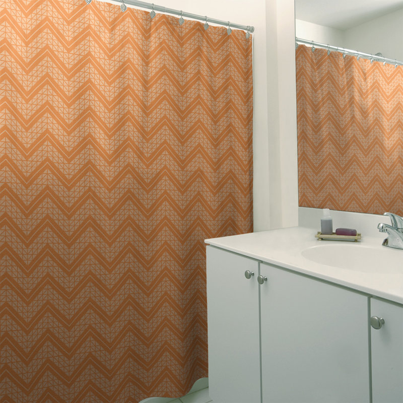 Chevron Shower Curtain with Liner Included, Sandy Brown