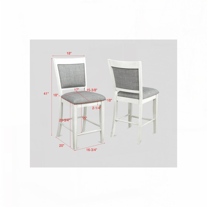 Chaise à hauteur de comptoir 2 pièces, Gris, Blanc
