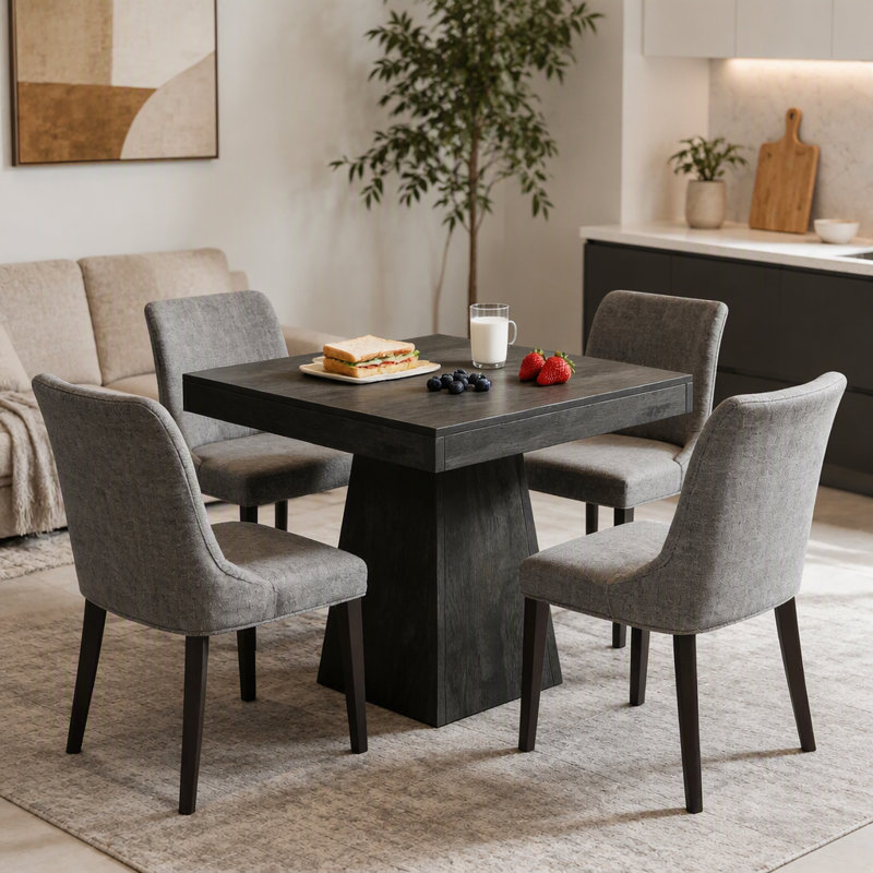 Chating Table,Kitchen Table,Square Dining Table,Small Conference Table, Dark Gray