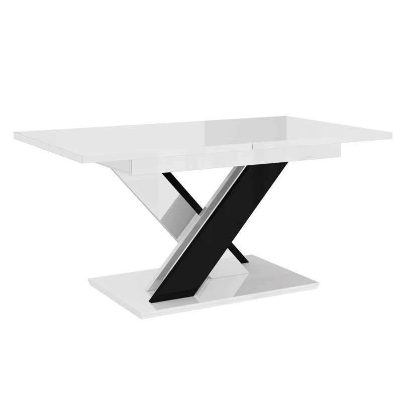 Bronx Extendable Dining Table, White Gloss/Black Gloss