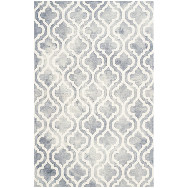 Tapis gris / ivoire en laine touffeté à la main Adelei, Rectangle 4 pi x 6 pi