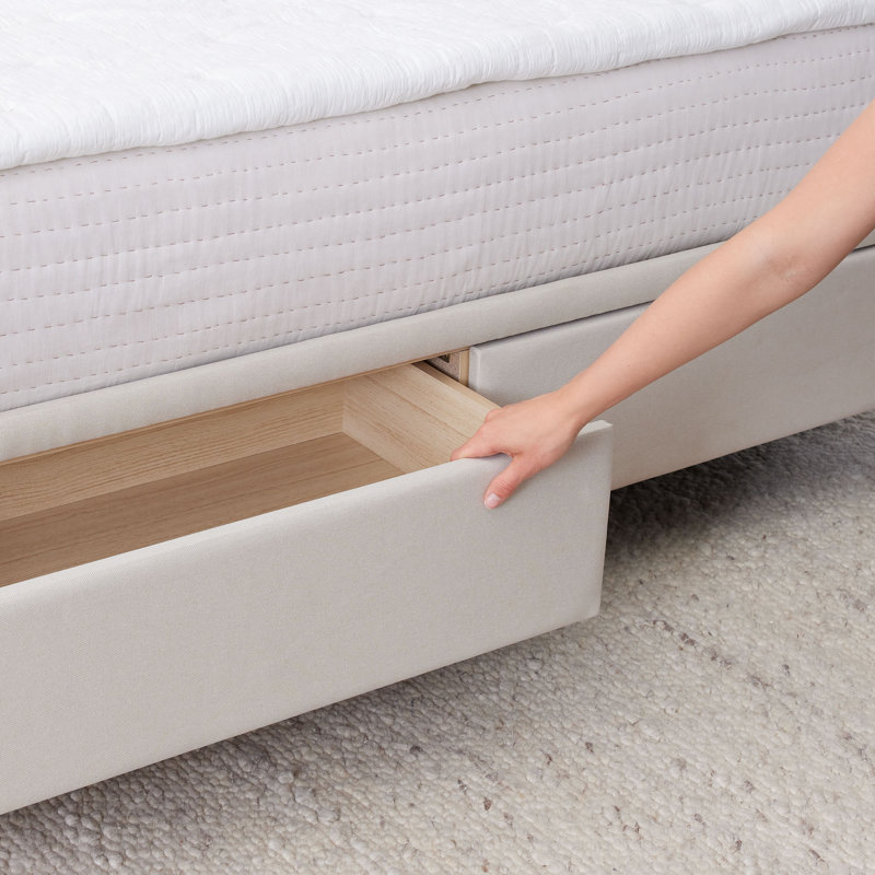 Upholstered Storage Bed, King, Cream