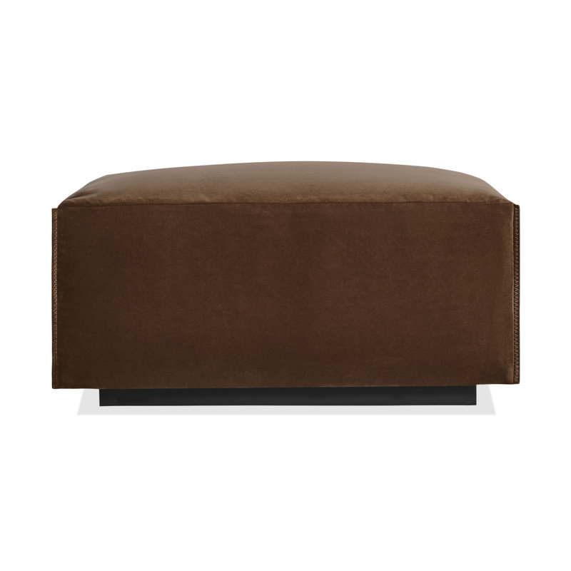 Cleon Ottoman, Coffee Velvet Polyester Blend