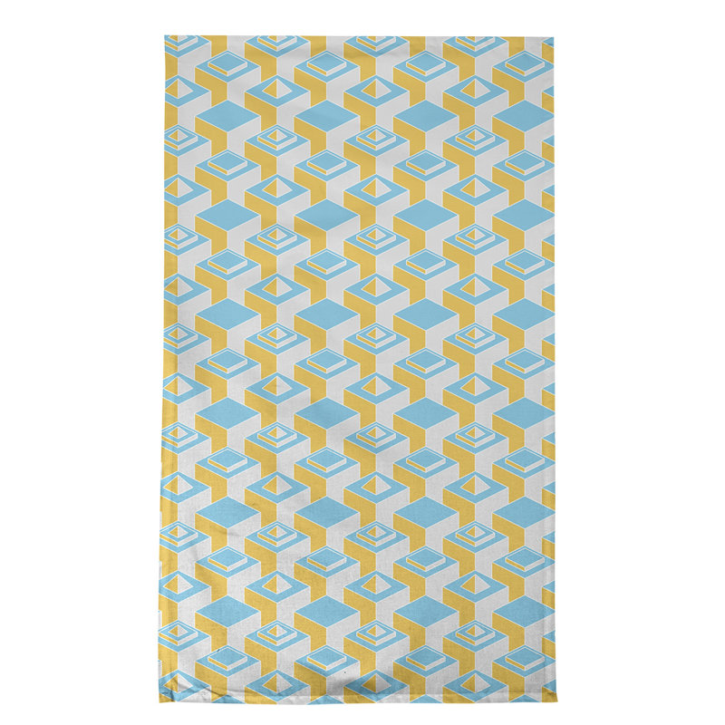 Patricia Geoffrey Tea Towel Kitchen Towel, Tan/Blue, Poly Twill