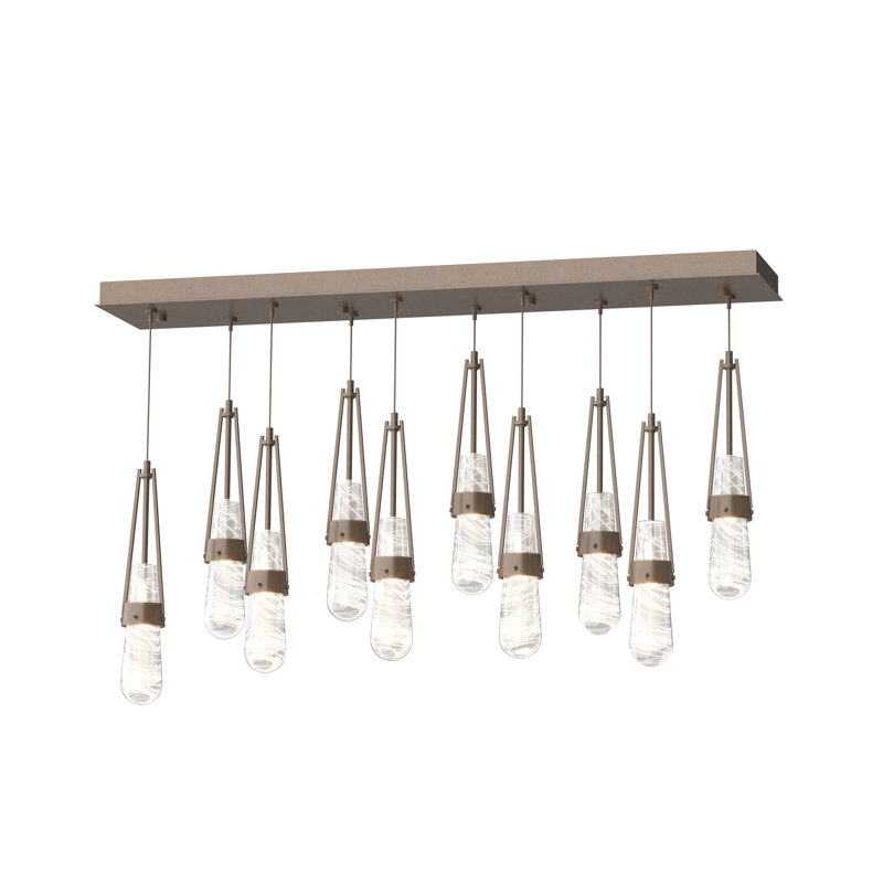 Link 10 - Light Pendant, Standard: 19" to 80", Bronze, Clear with White Threading Glass